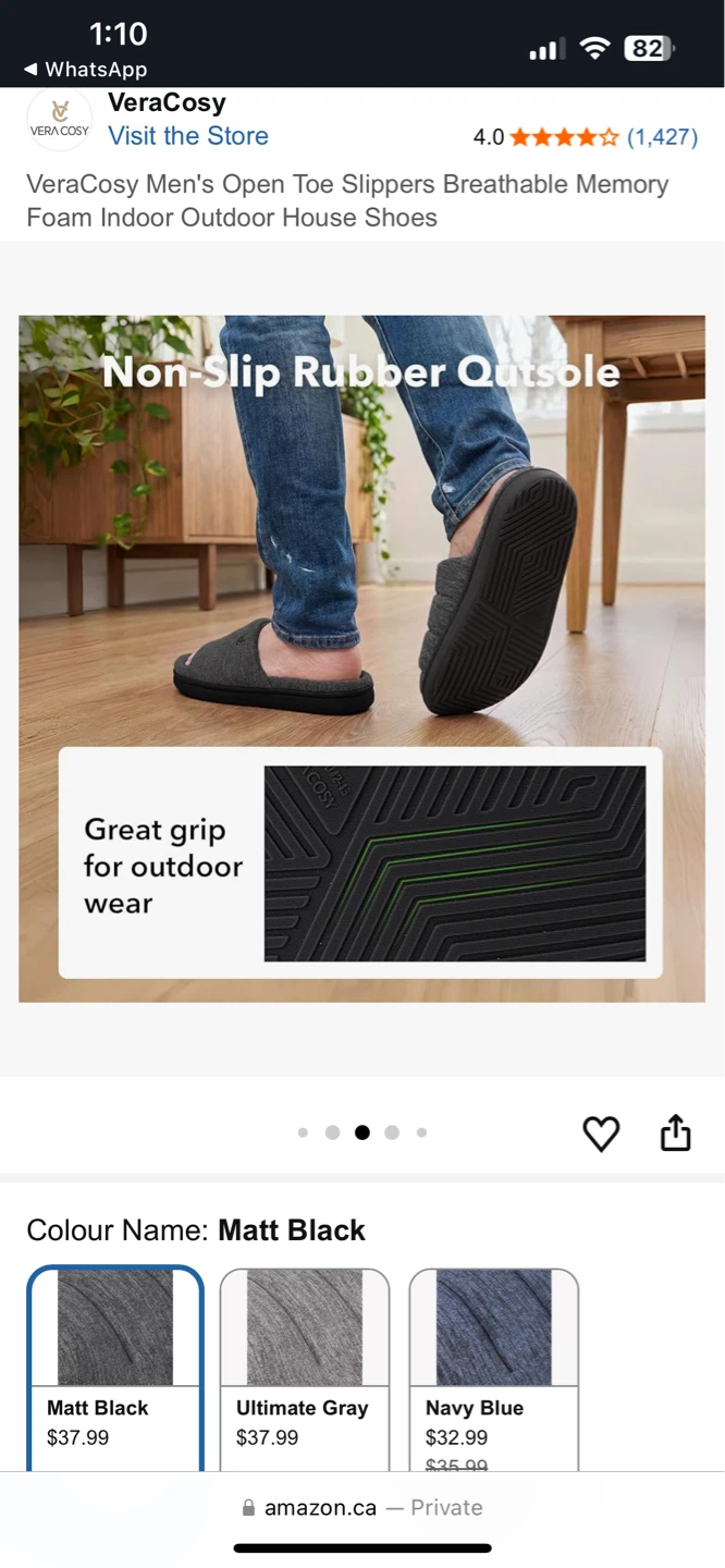VeraCosy Men's Open Toe Slippers - Matt Black - photo 3