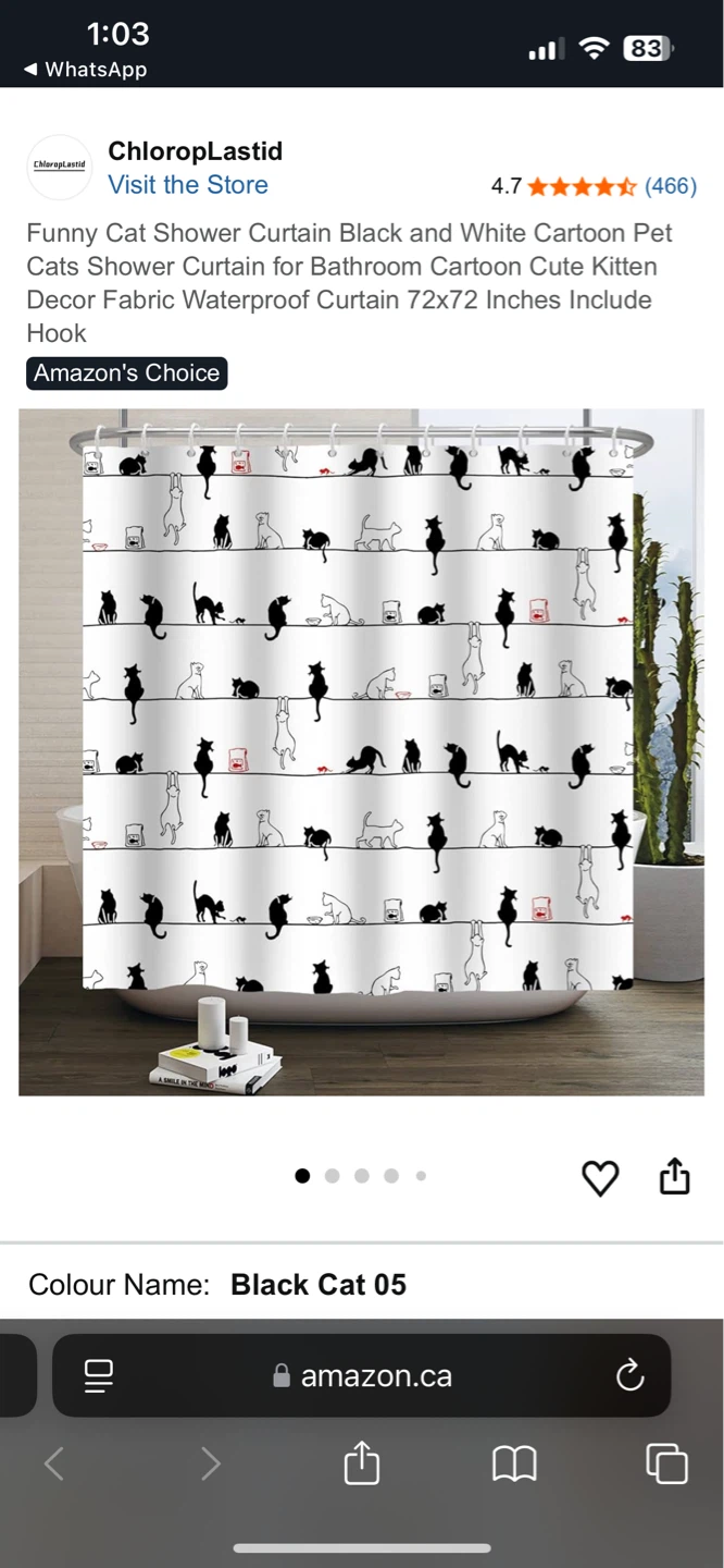 Funny Cat Shower Curtain Black and White Cartoon Pet Cats Design