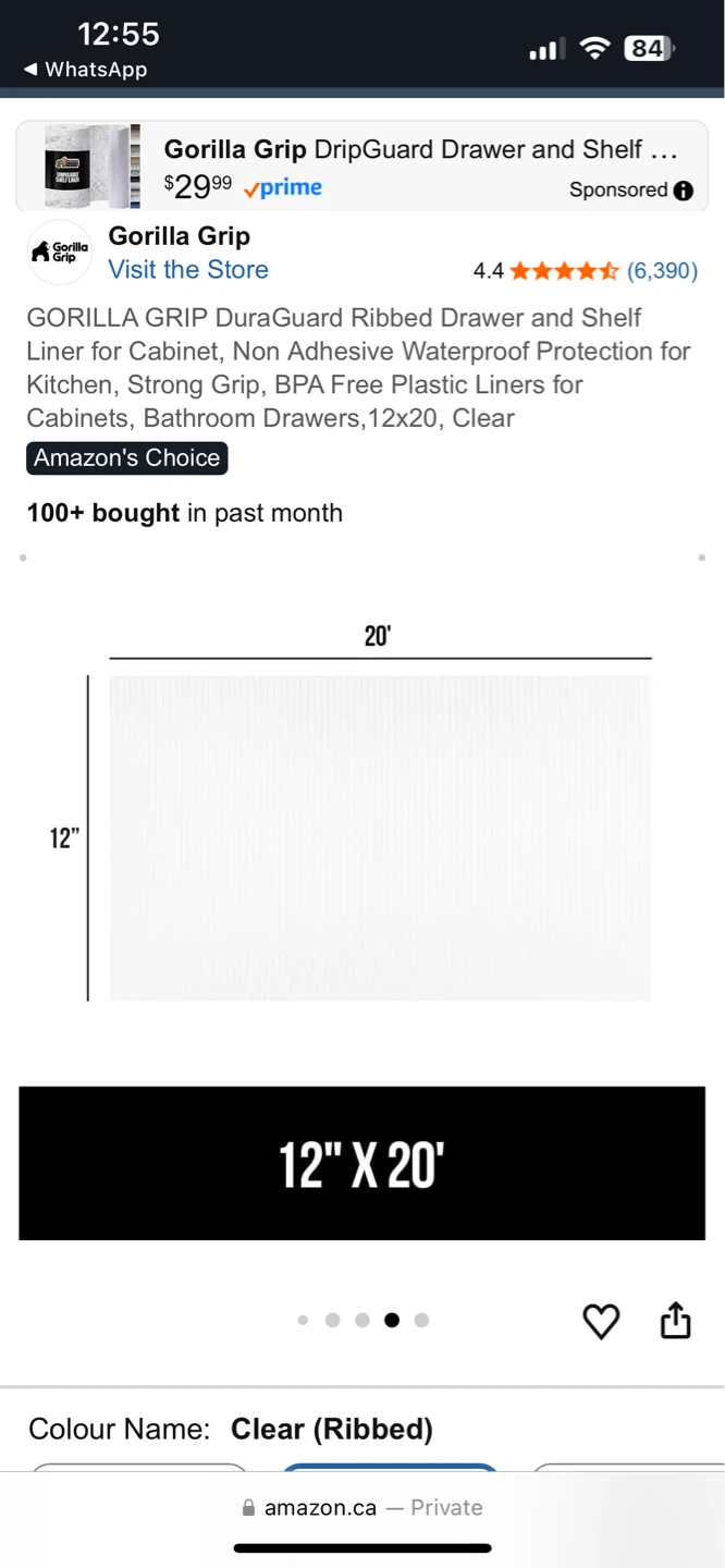 Gorilla Grip Drawer and Shelf Liner 12" x 20" Clear - photo 4
