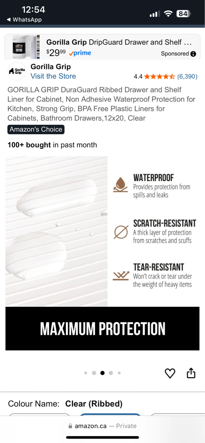 Gorilla Grip Drawer and Shelf Liner 12" x 20" Clear - photo 3