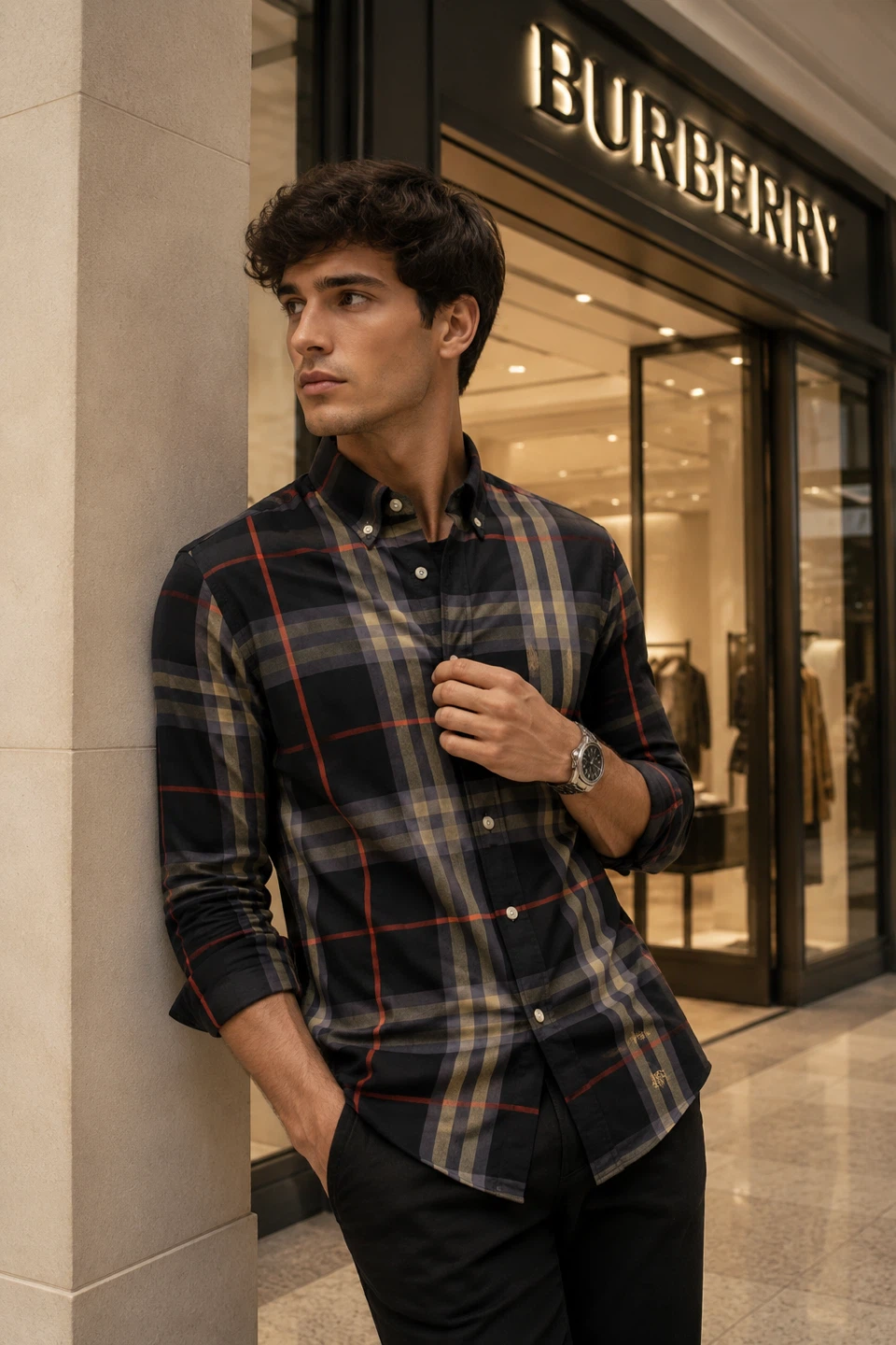 Burberry London Plaid Button-Down Shirt