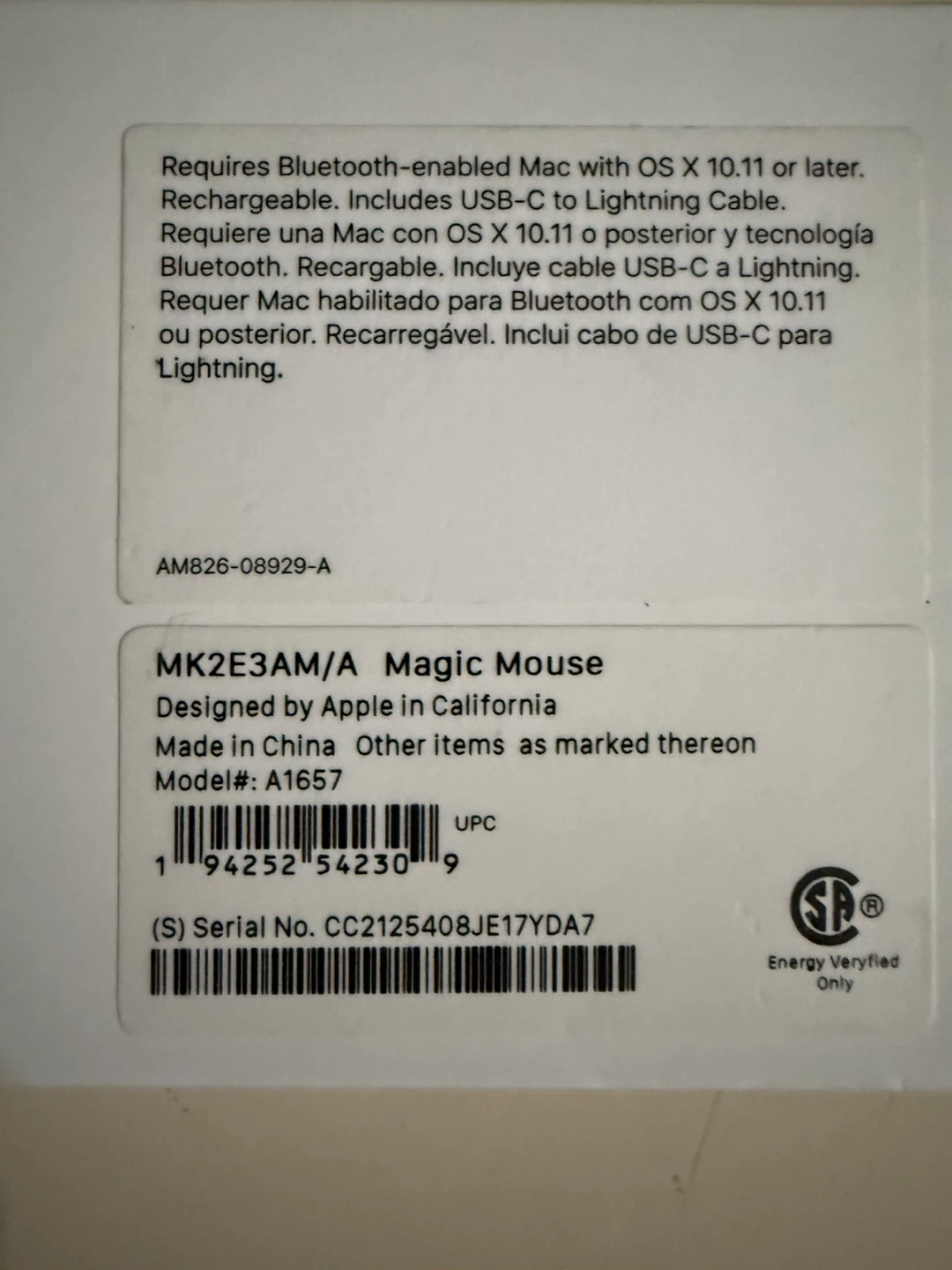 Apple Magic Mouse MK2E3AM/A - photo 3