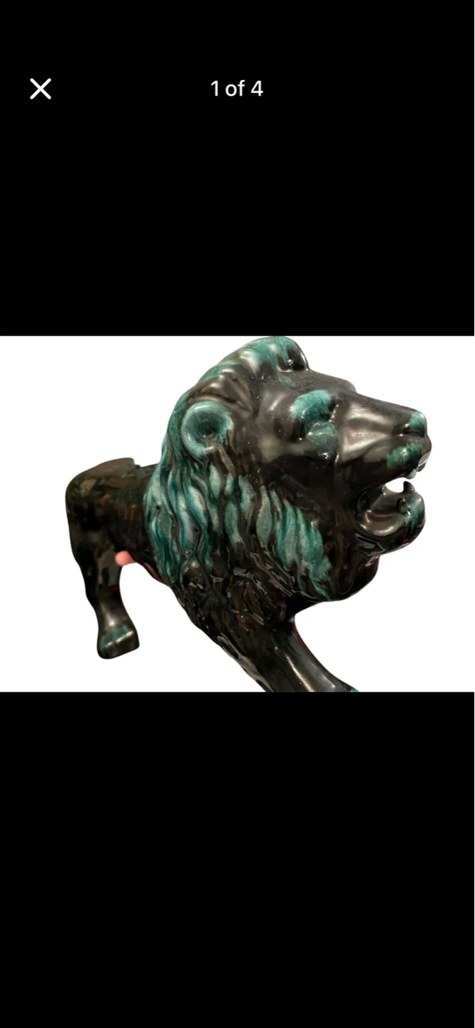 BLUE MOUNTAIN POTTERY - LARGE GREEN LION