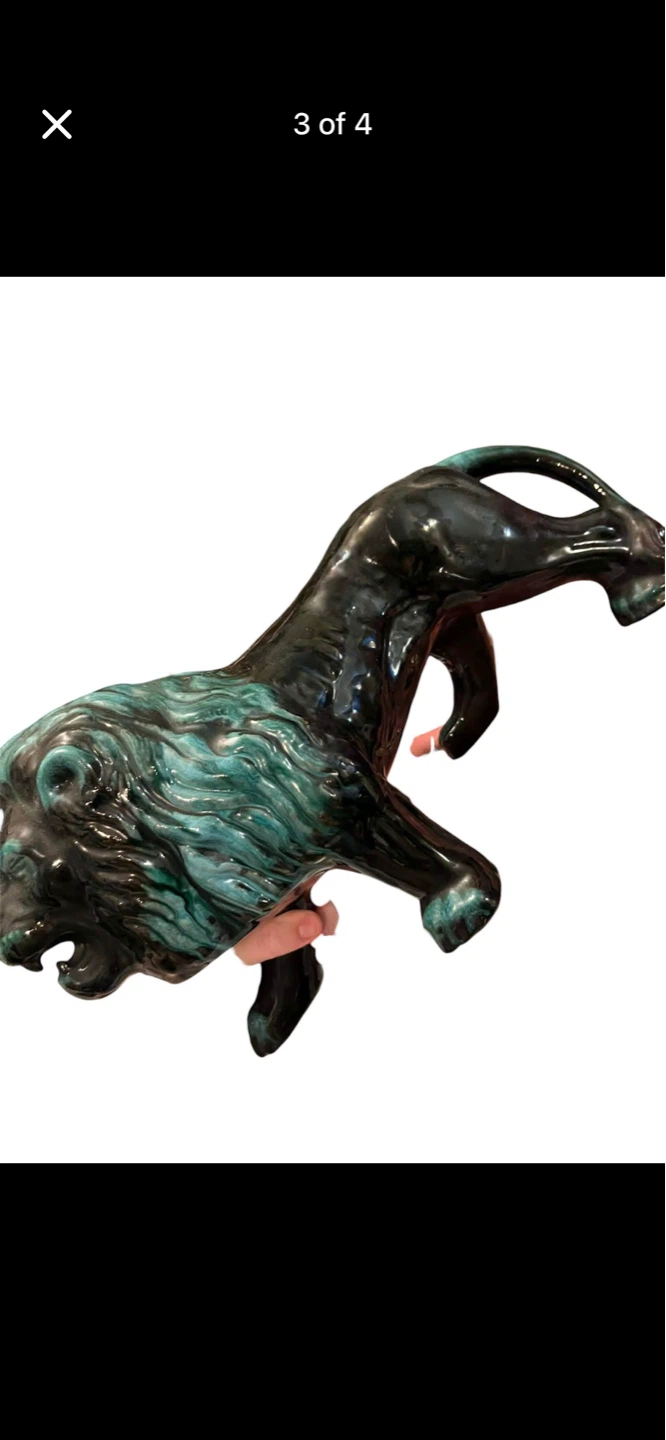 BLUE MOUNTAIN POTTERY - LARGE GREEN LION - photo 3