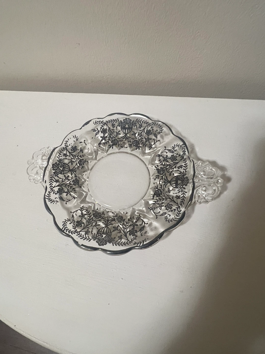 National Silver Overlay New Martinsville Serving /Trinket Dish