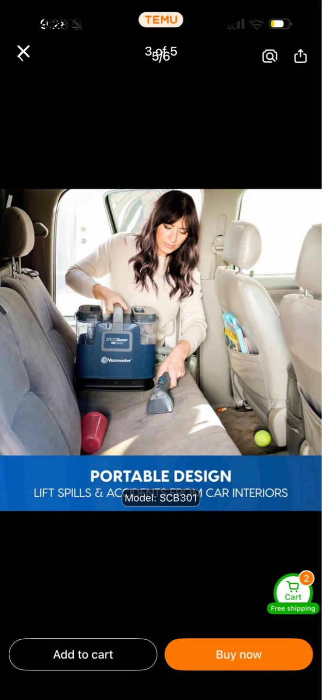 Vacmaster Spot Cleaner SCB301 Portable Carpet Cleaner - photo 2
