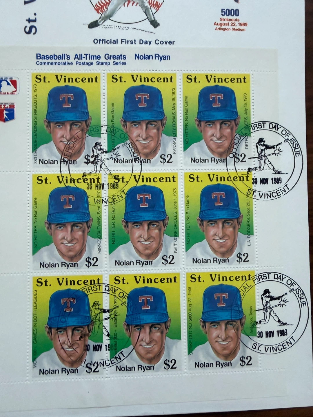 Nolan Ryan Official First Day Cover Stamps - photo 2