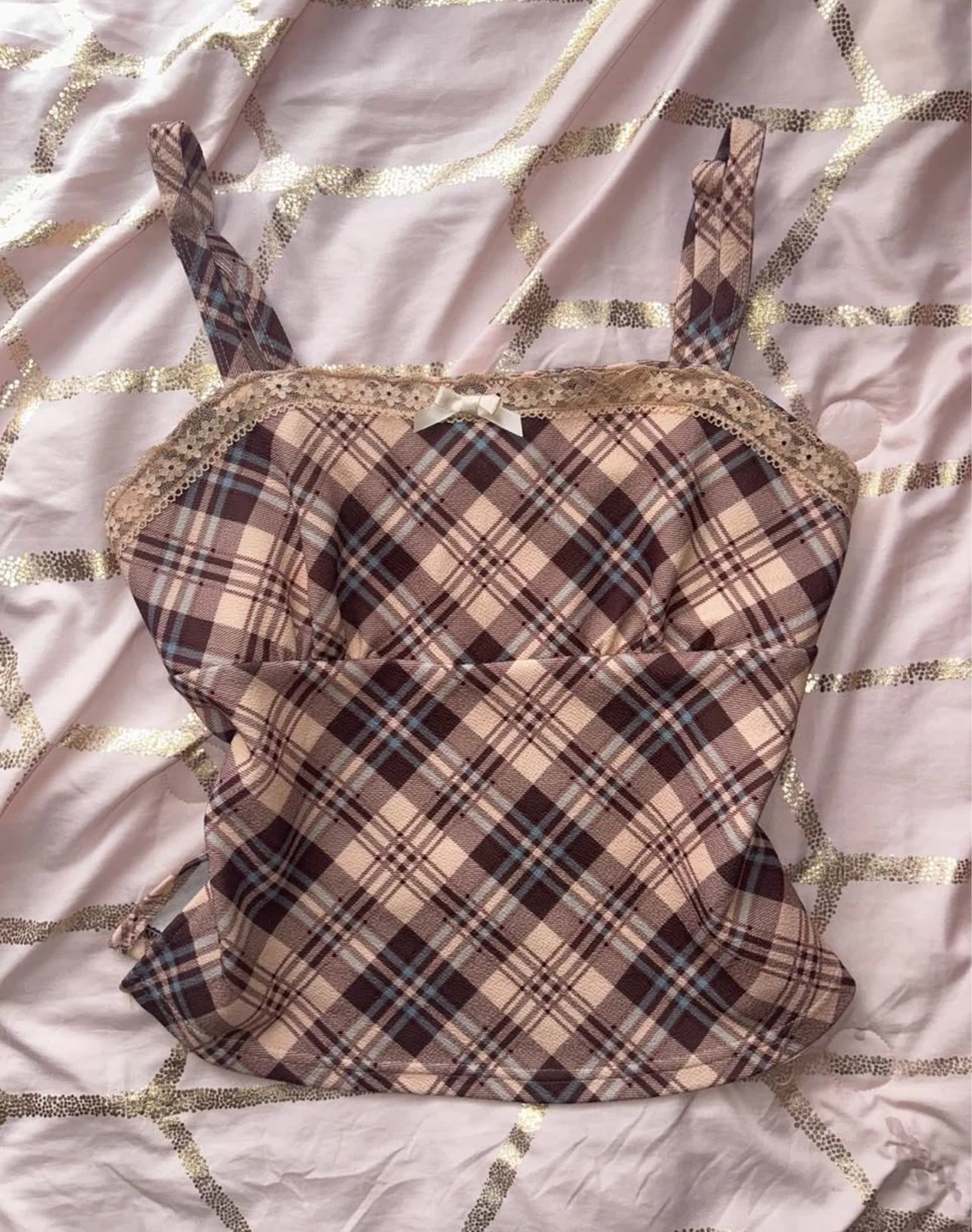 brown plaid top