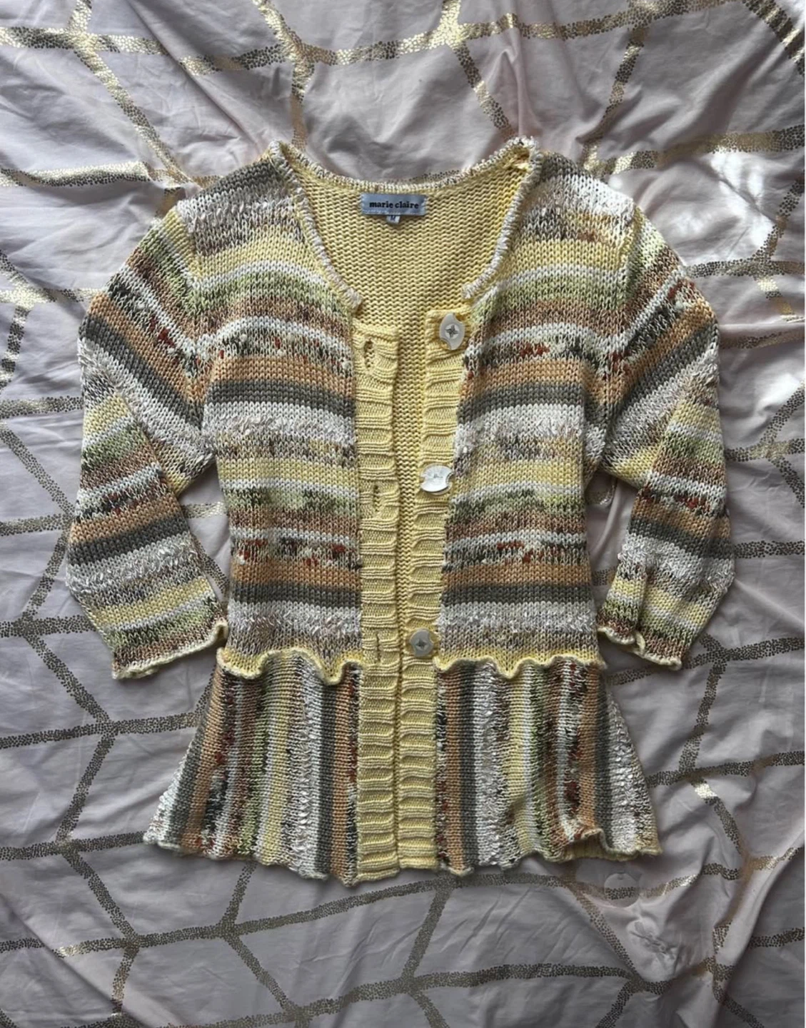 vintage yellow button cardigan