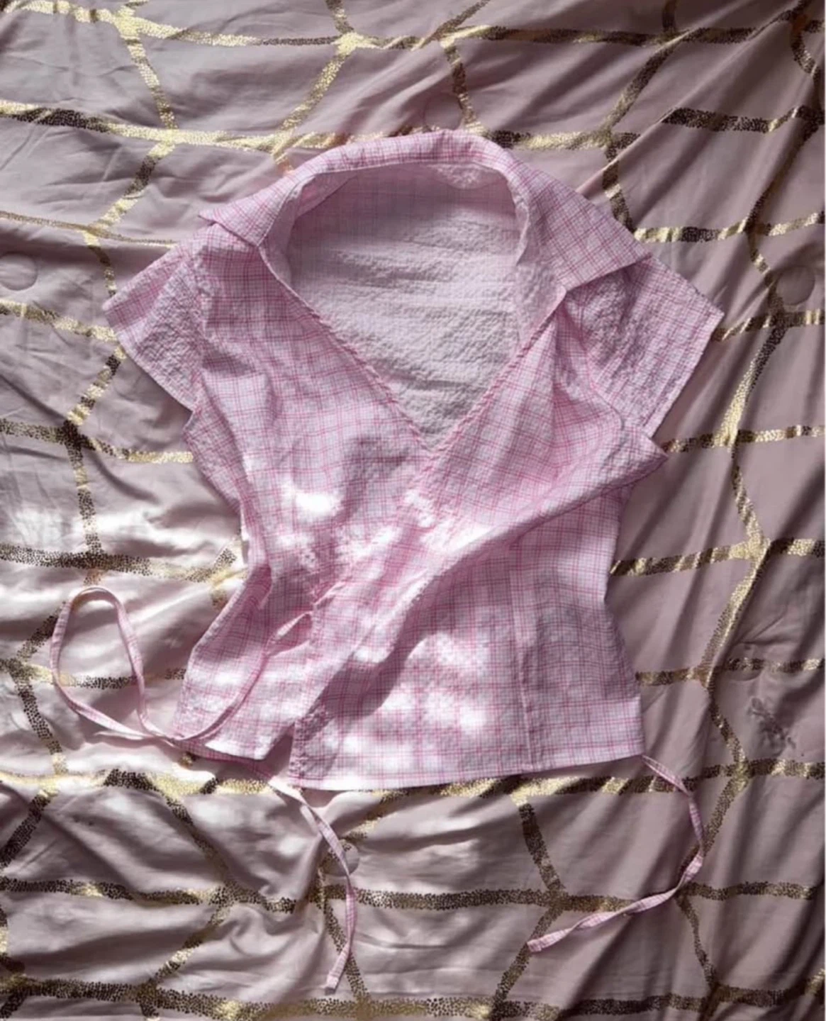pink plaid wrap top - photo 2