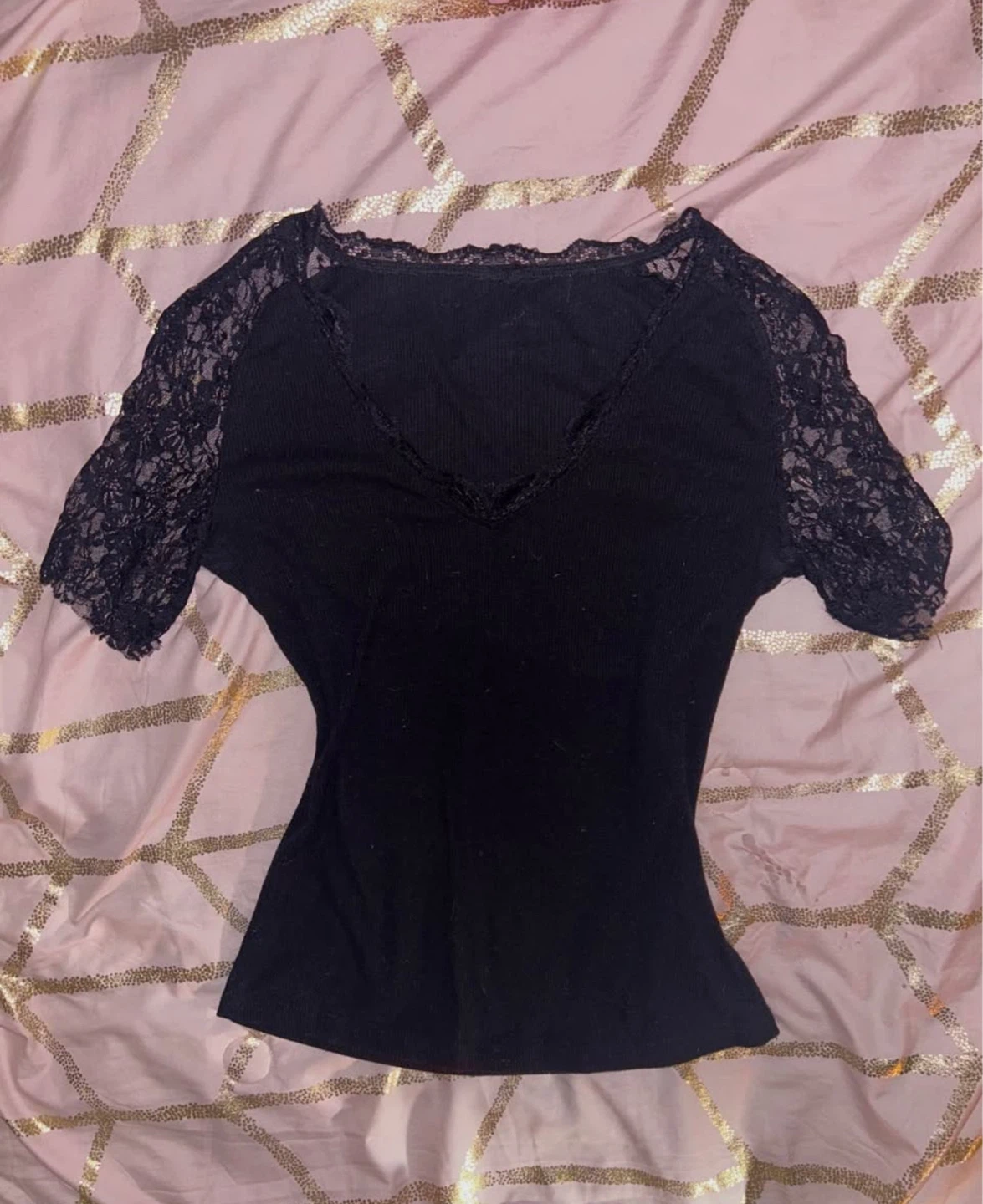 black lace sleeve top