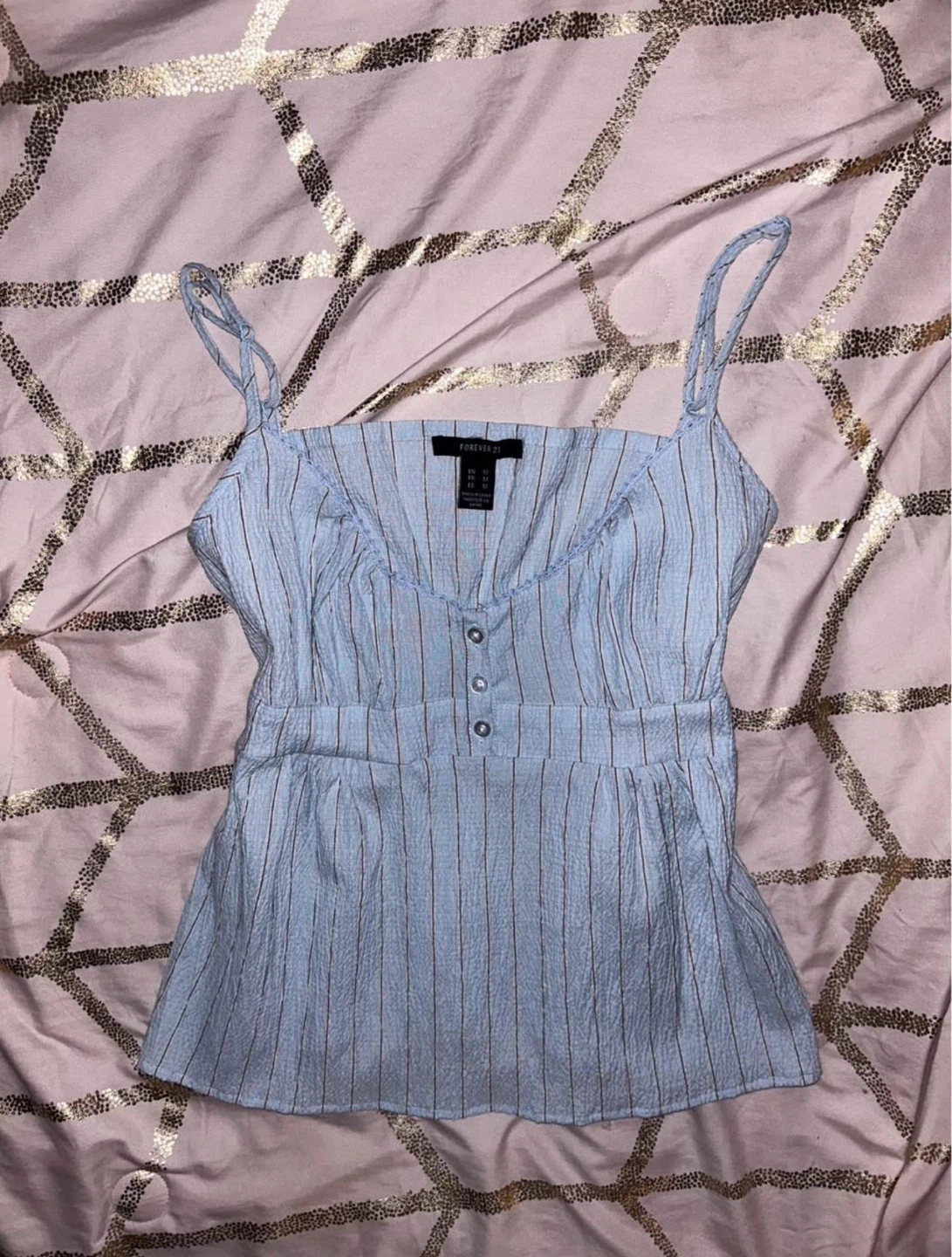 blue striped top