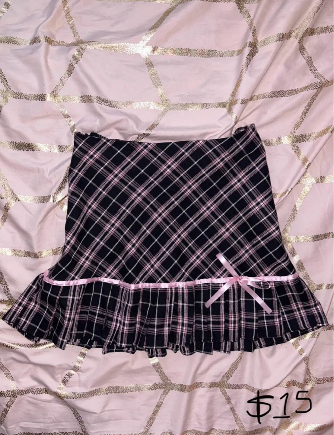 pink plaid skirt