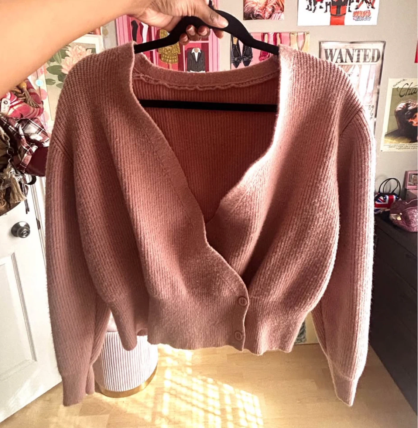 pink cardigan