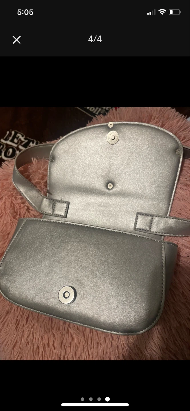 Diesel Silver Shoulder Bag with Large D Logo