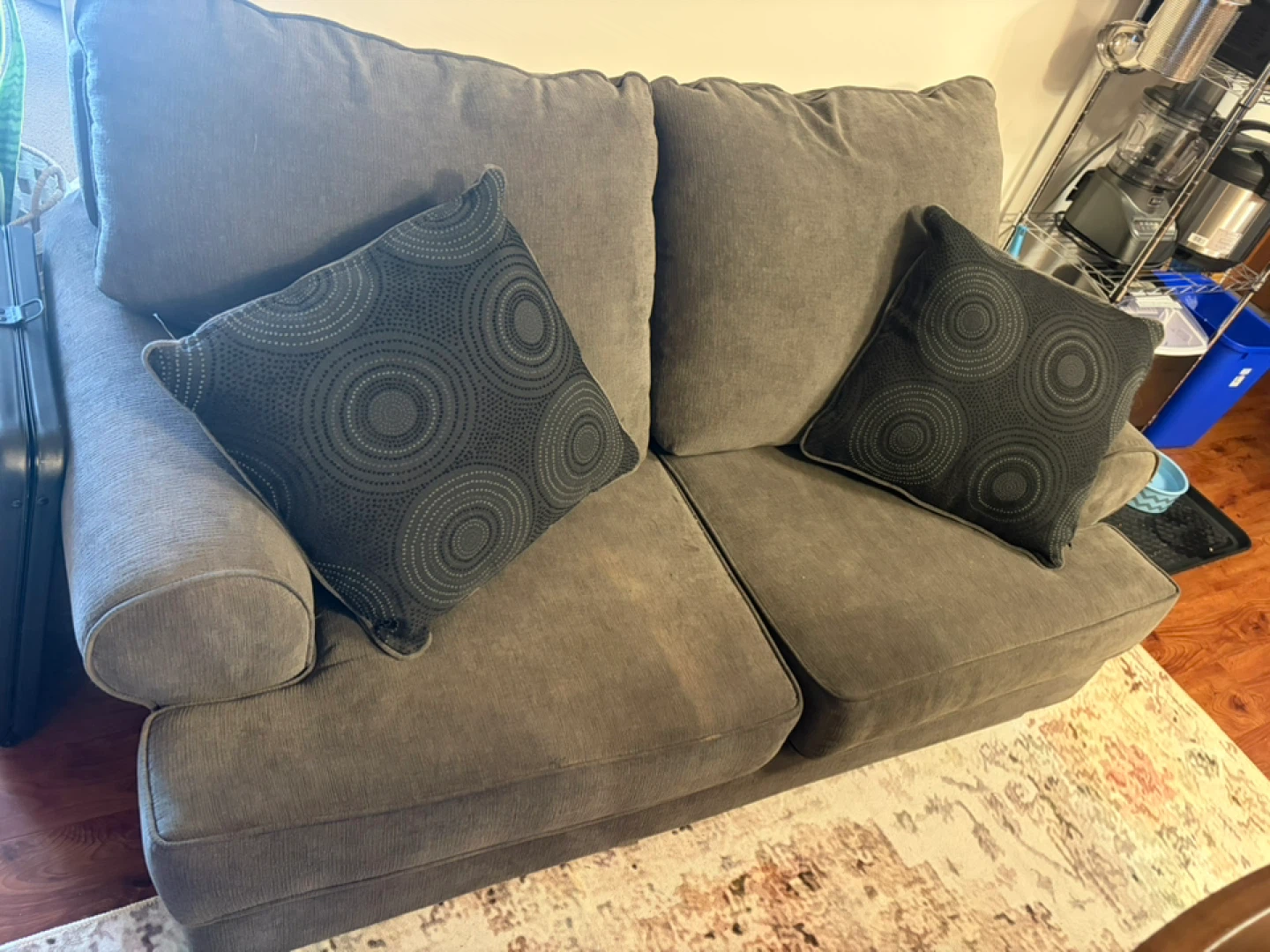 Grey Sofa and love seat with Decorative Pillows - photo 2