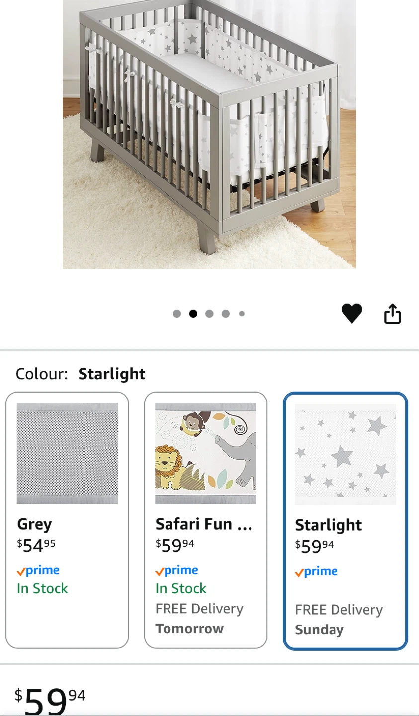 Breathable Mesh Crib Liner - Starlight