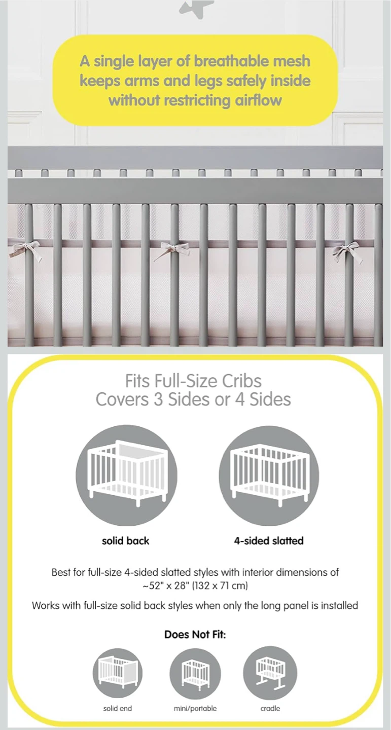 Breathable Mesh Crib Liner - Starlight - photo 4
