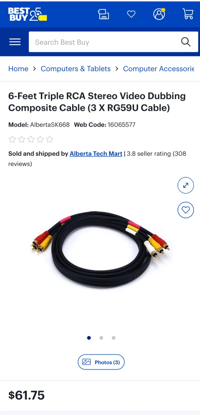 Triple RCA Stereo Video Cable