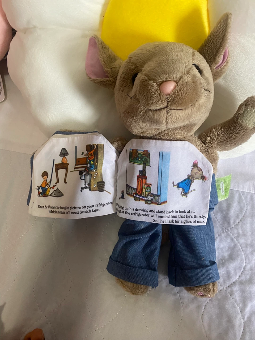 If you give a mouse a cookie Plush Mouse Toy in Overalls