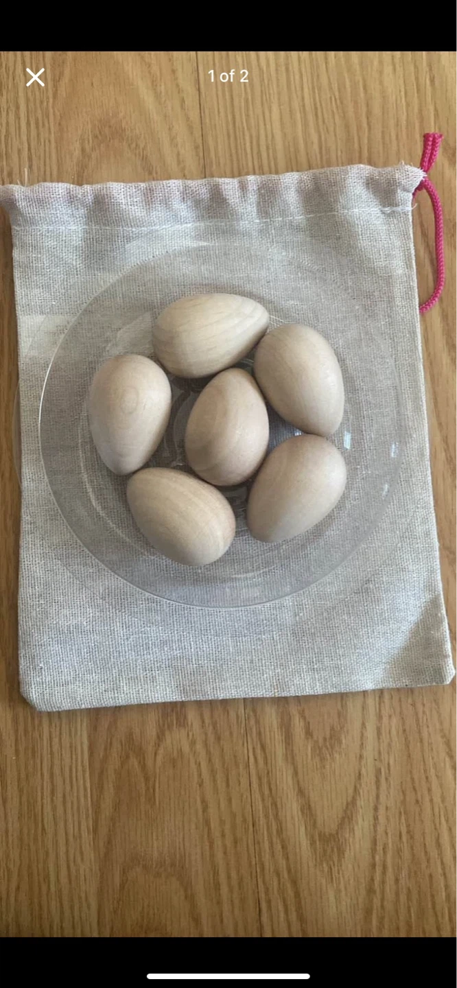 Set of 6 Montessori Wooden Eggs with Storage Bag