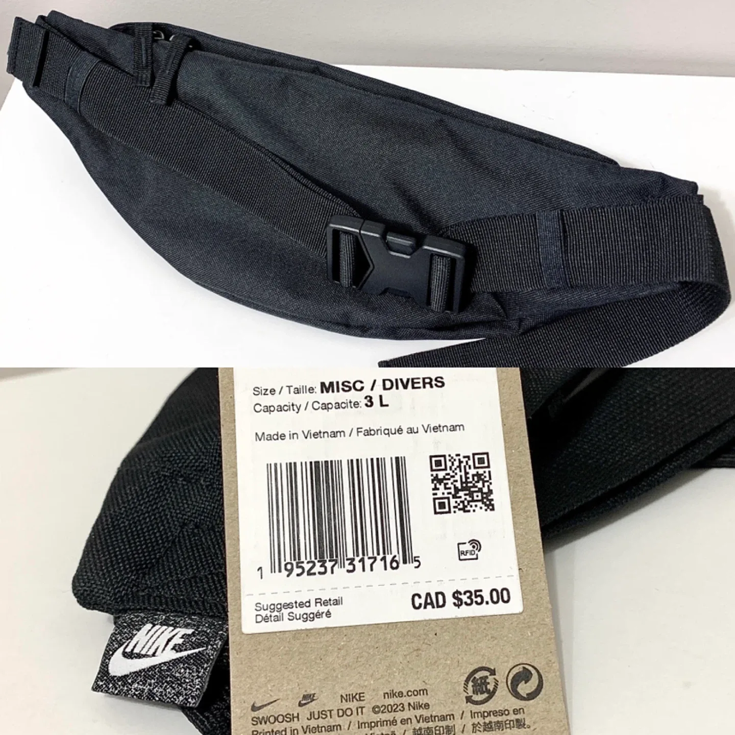 Nike Club Cap and Waist Pack 3L Bag Black/White (2 Pieces) NEW - photo 4