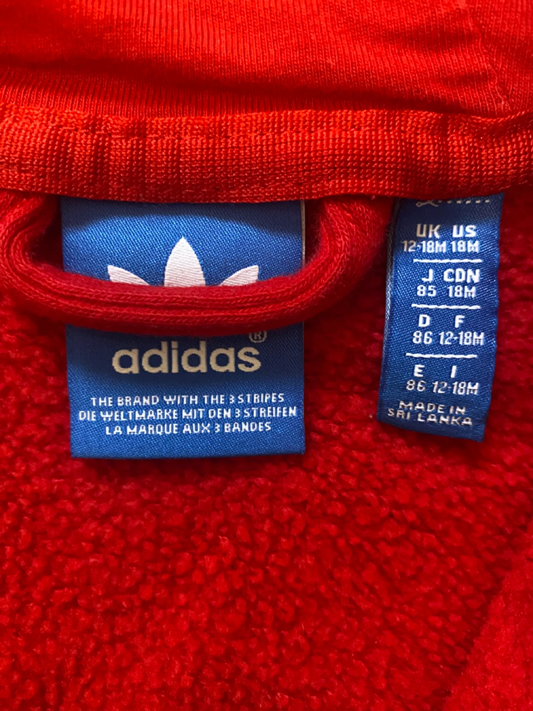 Adidas Red Track Jacket with White Stripes (12-18M) - photo 3