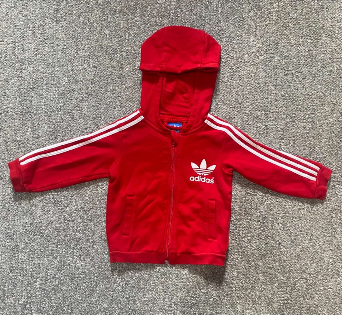 Adidas Red Track Jacket with White Stripes (12-18M)