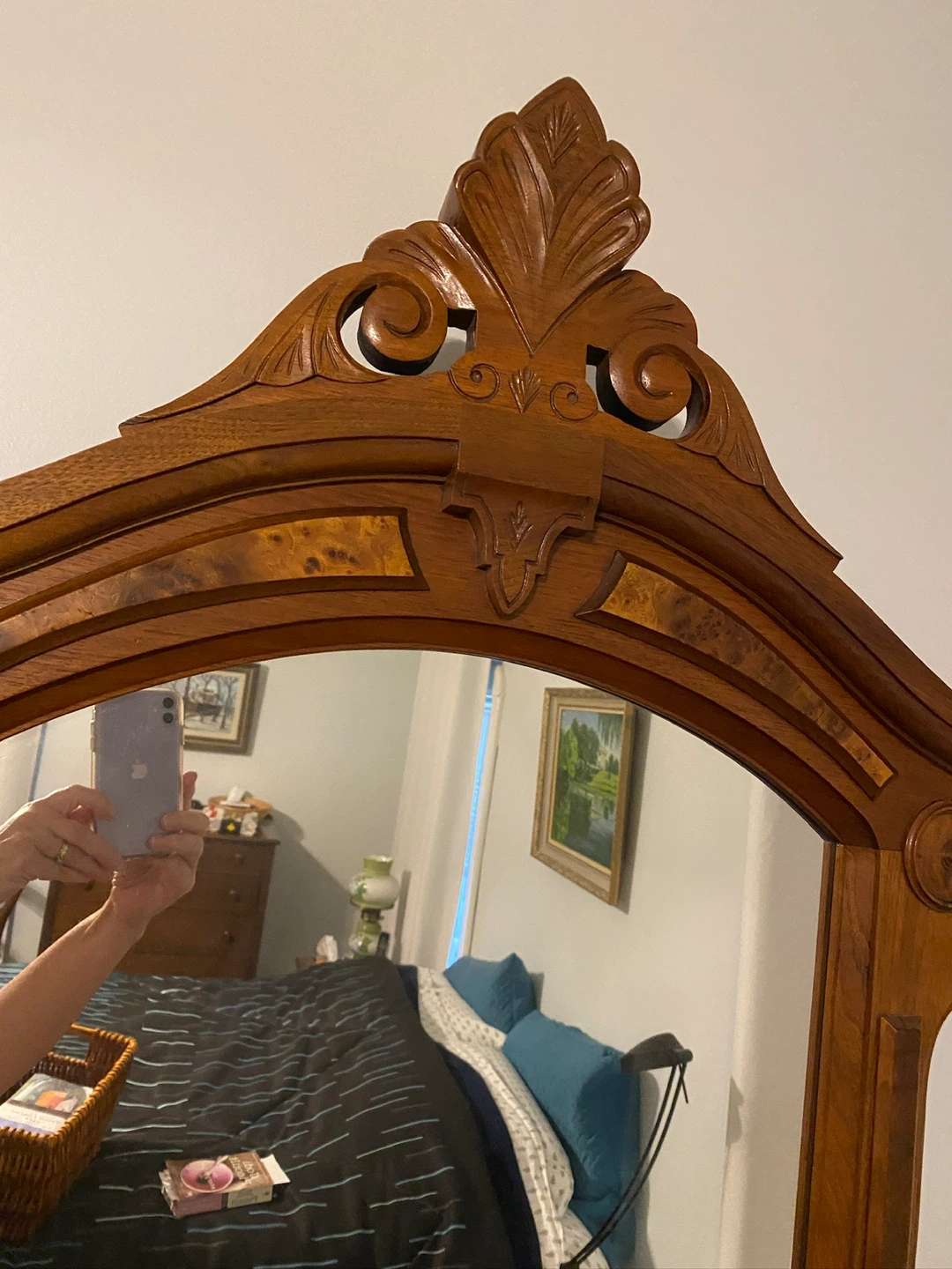 Antique Wooden Vanity Dresser with Mirror - photo 3