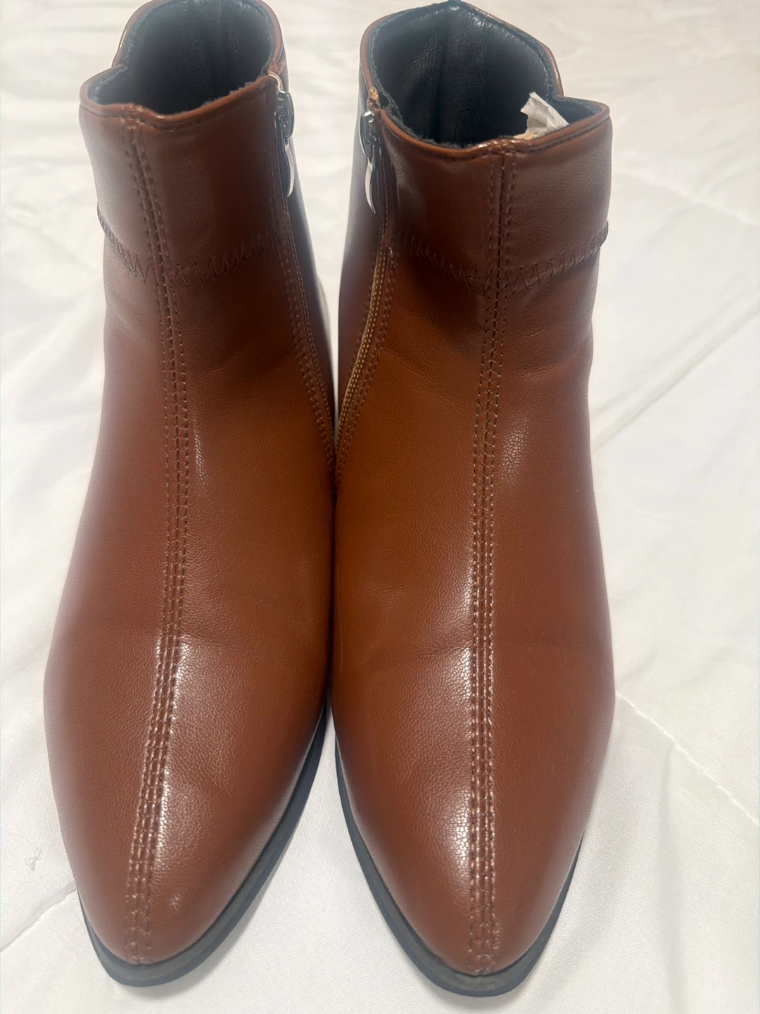 Brown Faux Leather Ankle Boots