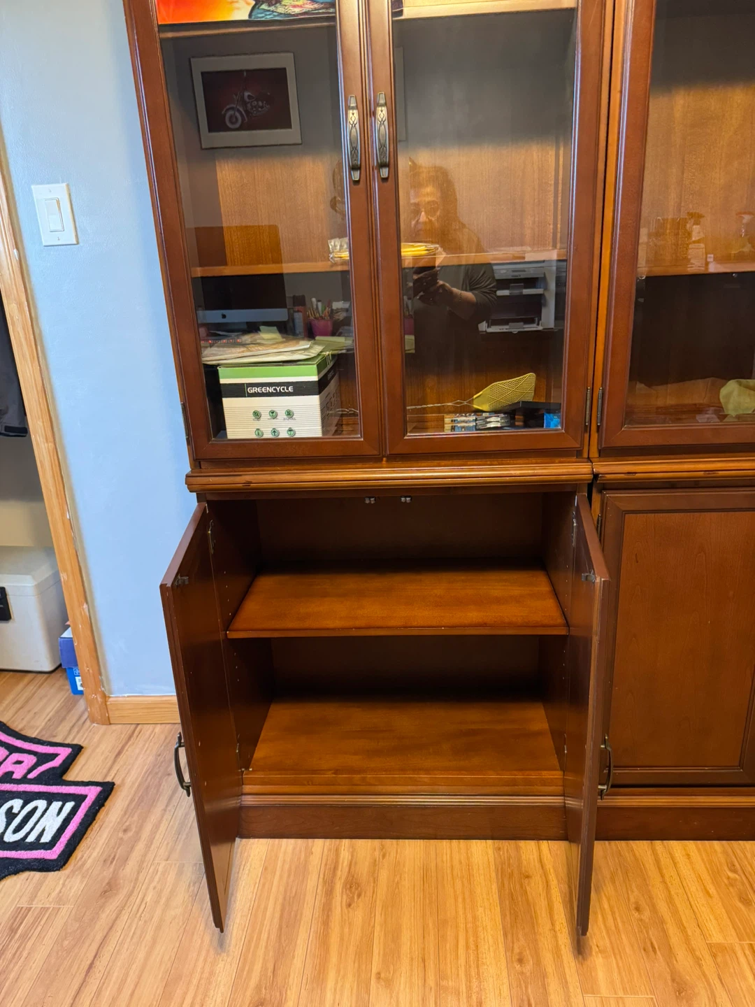 Wood Bookcase with Glass Doors - photo 3