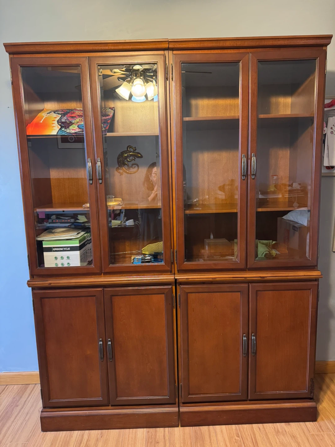 Wood Bookcase with Glass Doors - photo 4