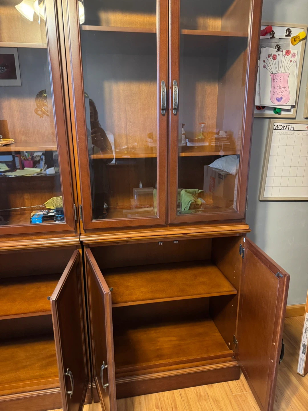 Wood Bookcase with Glass Doors - photo 2