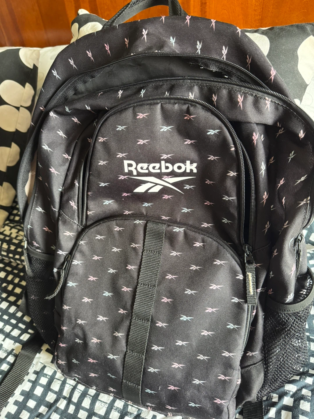 Reebok Backpack Black Pink Teal Logo Print - photo 3