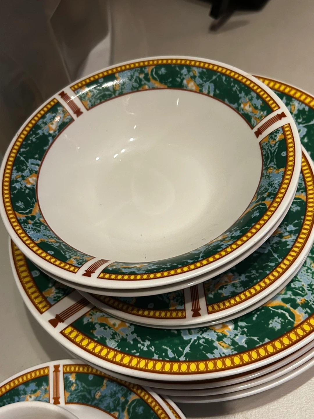 Vintage Style Green Dinnerware Bundle Plates Bowls Cups Set - photo 5