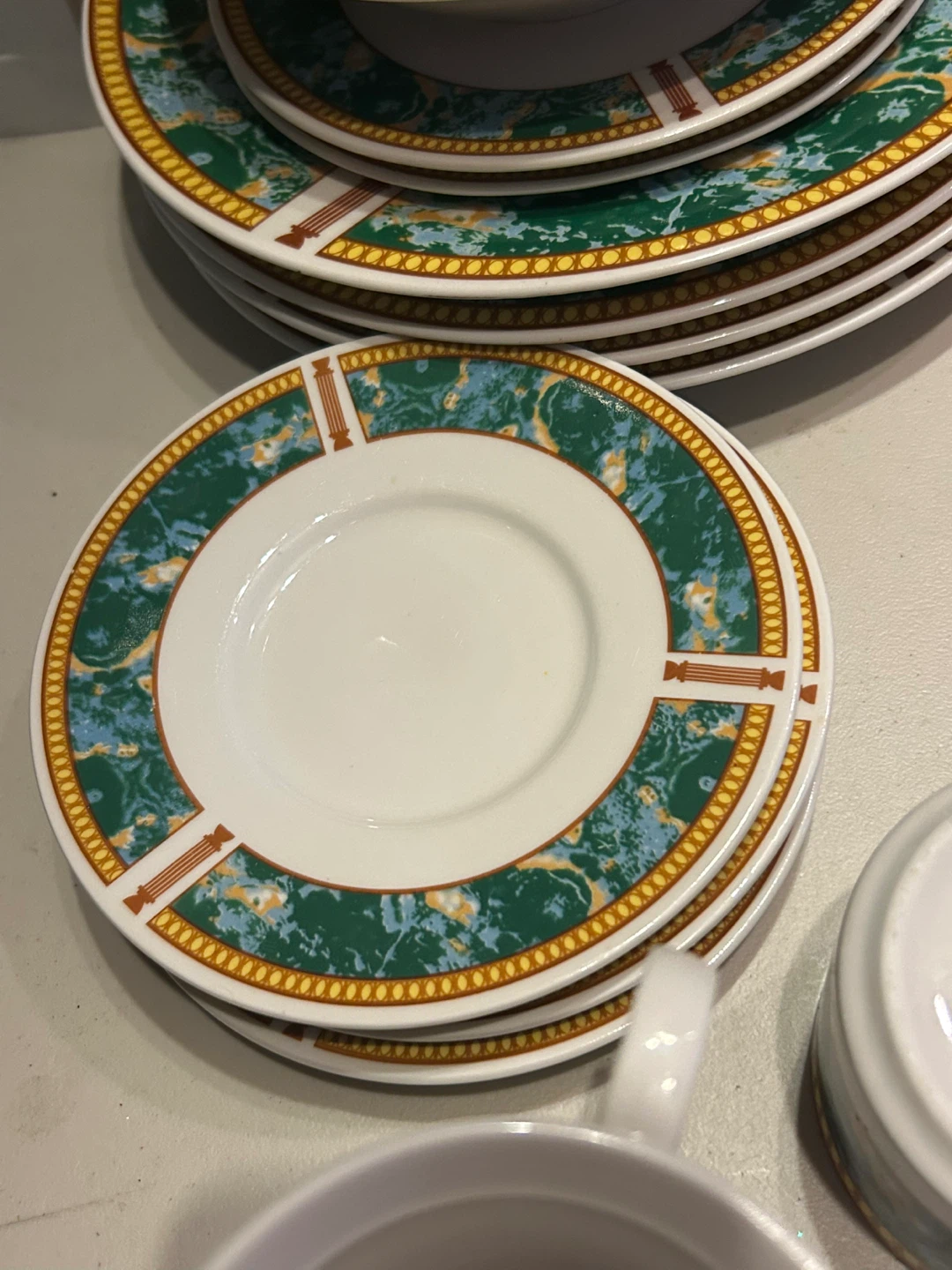 Vintage Style Green Dinnerware Bundle Plates Bowls Cups Set - photo 3