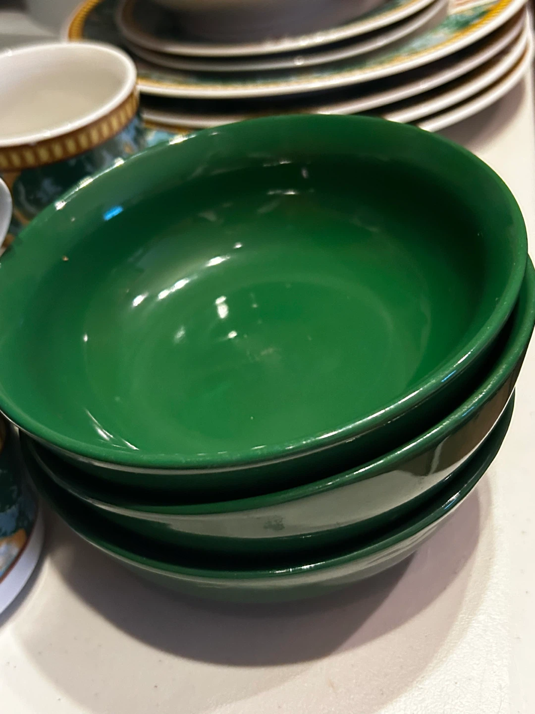 Vintage Style Green Dinnerware Bundle Plates Bowls Cups Set - photo 4