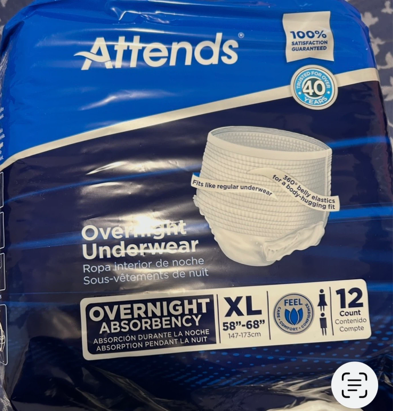 Overnight Underwear XL 12 Count