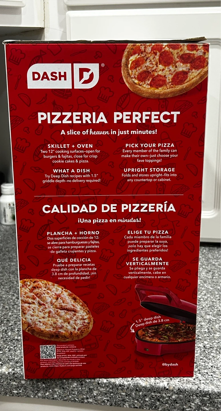 NEW Dash Pizzeria Perfect Pizza Griddle Oven Maker Red 🍕 - photo 4