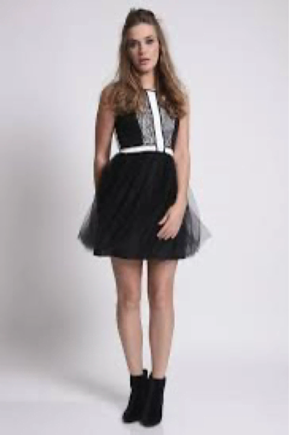 Black Tulle Dress with Lace Bodice