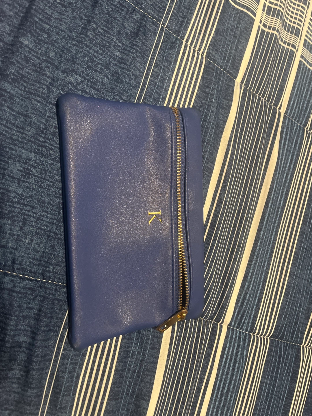 New Blue clutch with gold 'K' initial - photo 3