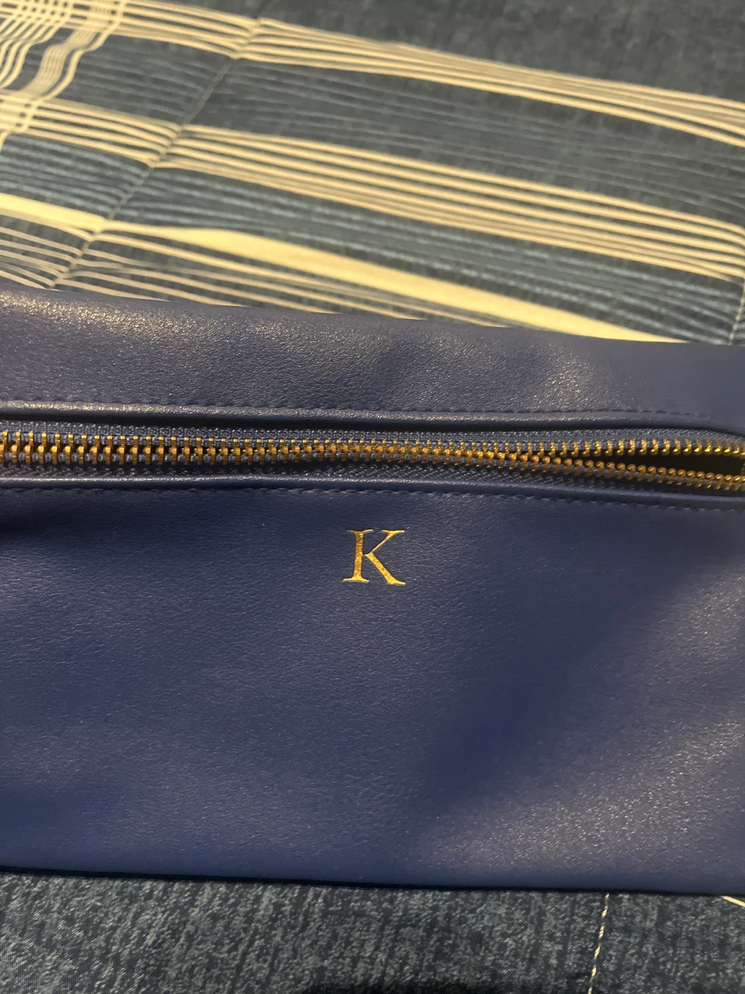 New Blue clutch with gold 'K' initial - photo 2