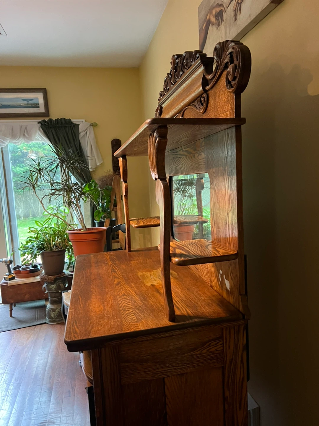Antique Oak Buffet with Mirror and Drawers - photo 4