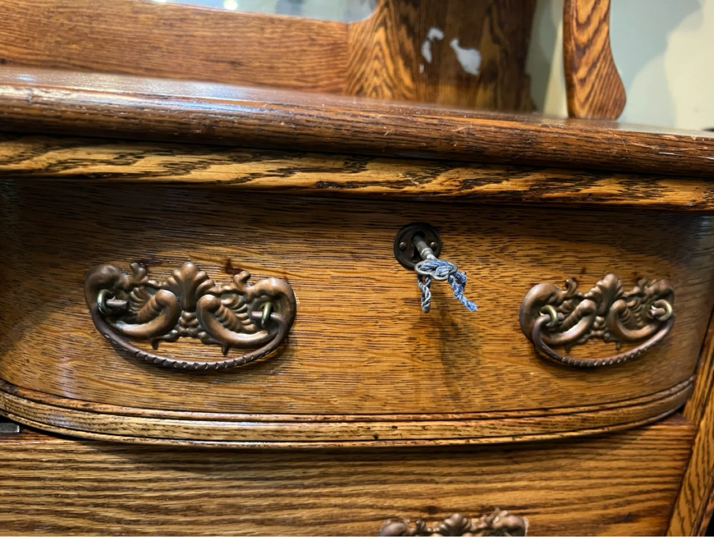 Antique Oak Buffet with Mirror and Drawers - photo 3