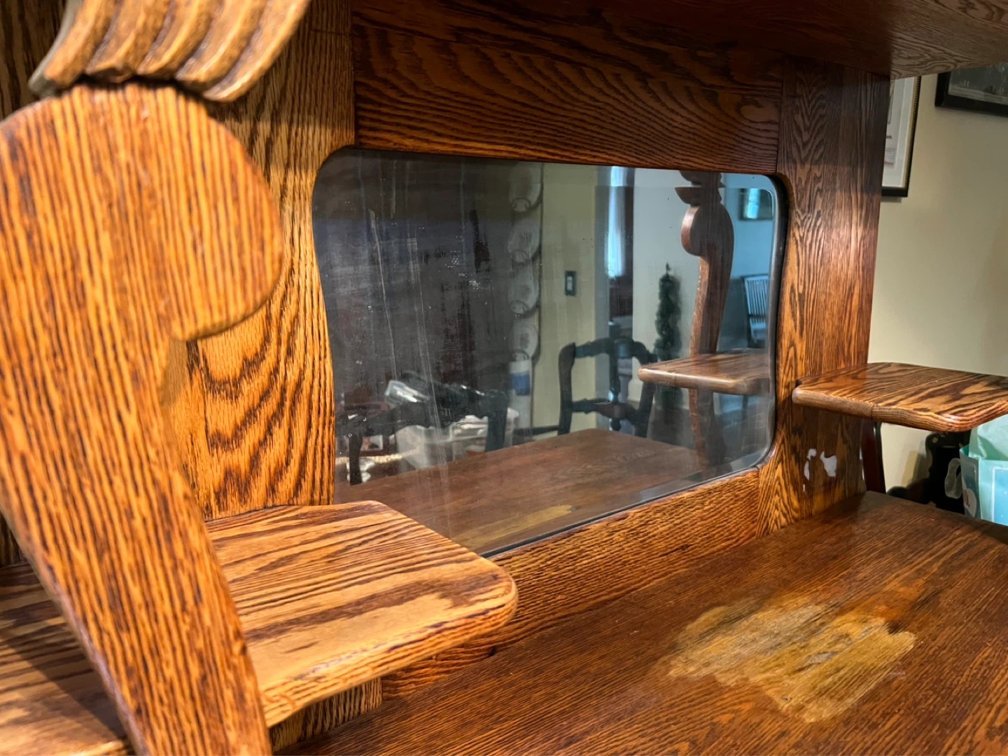 Antique Oak Buffet with Mirror and Drawers - photo 2