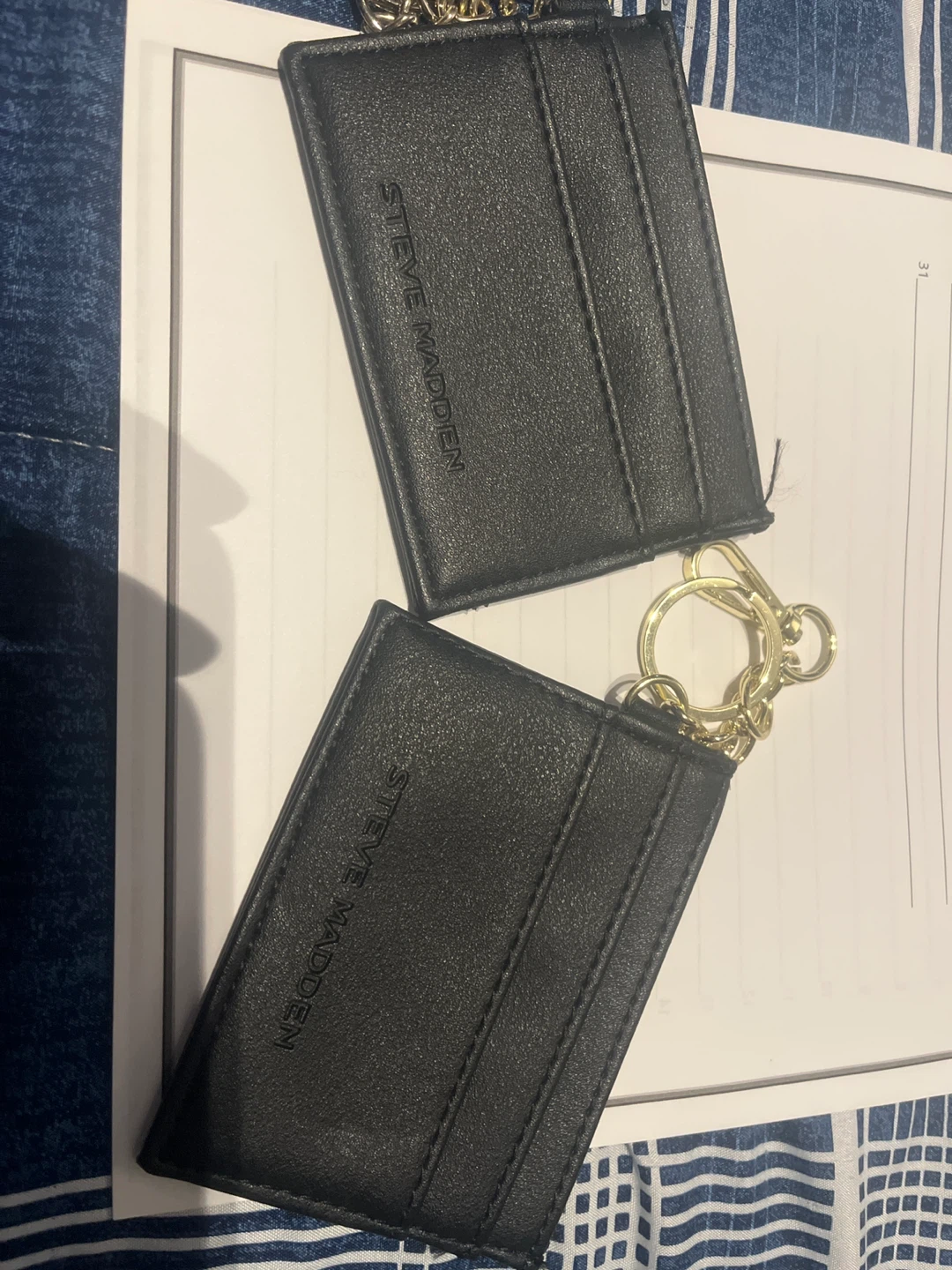 Steve Madden Black Card Holder with Keychain