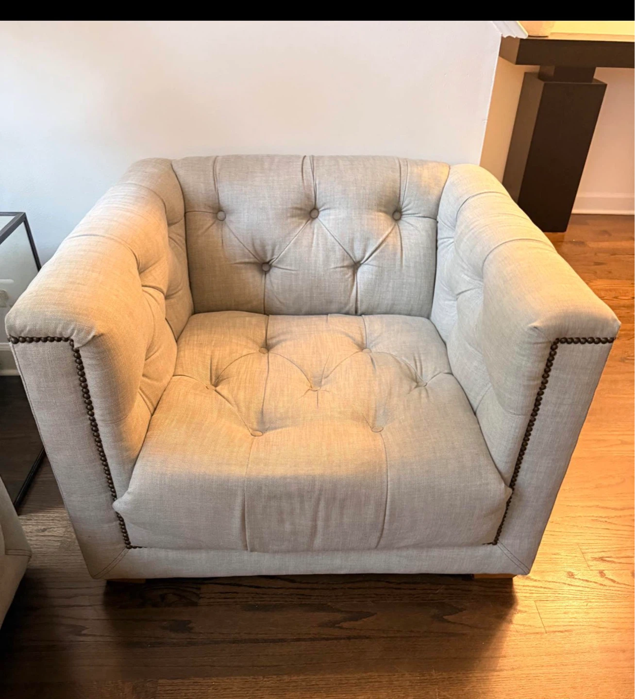 Tufted Upholstered Sofa and Armchair Set
