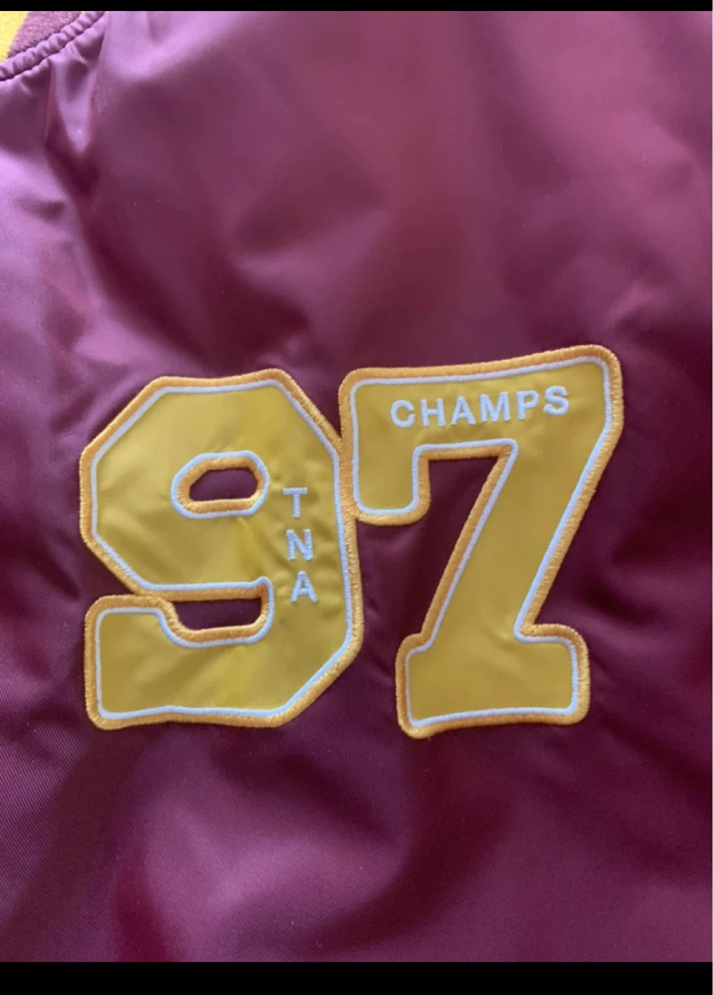 Tna Burgundy "97 Champs" Varsity Bomber Jacket Size L - photo 5