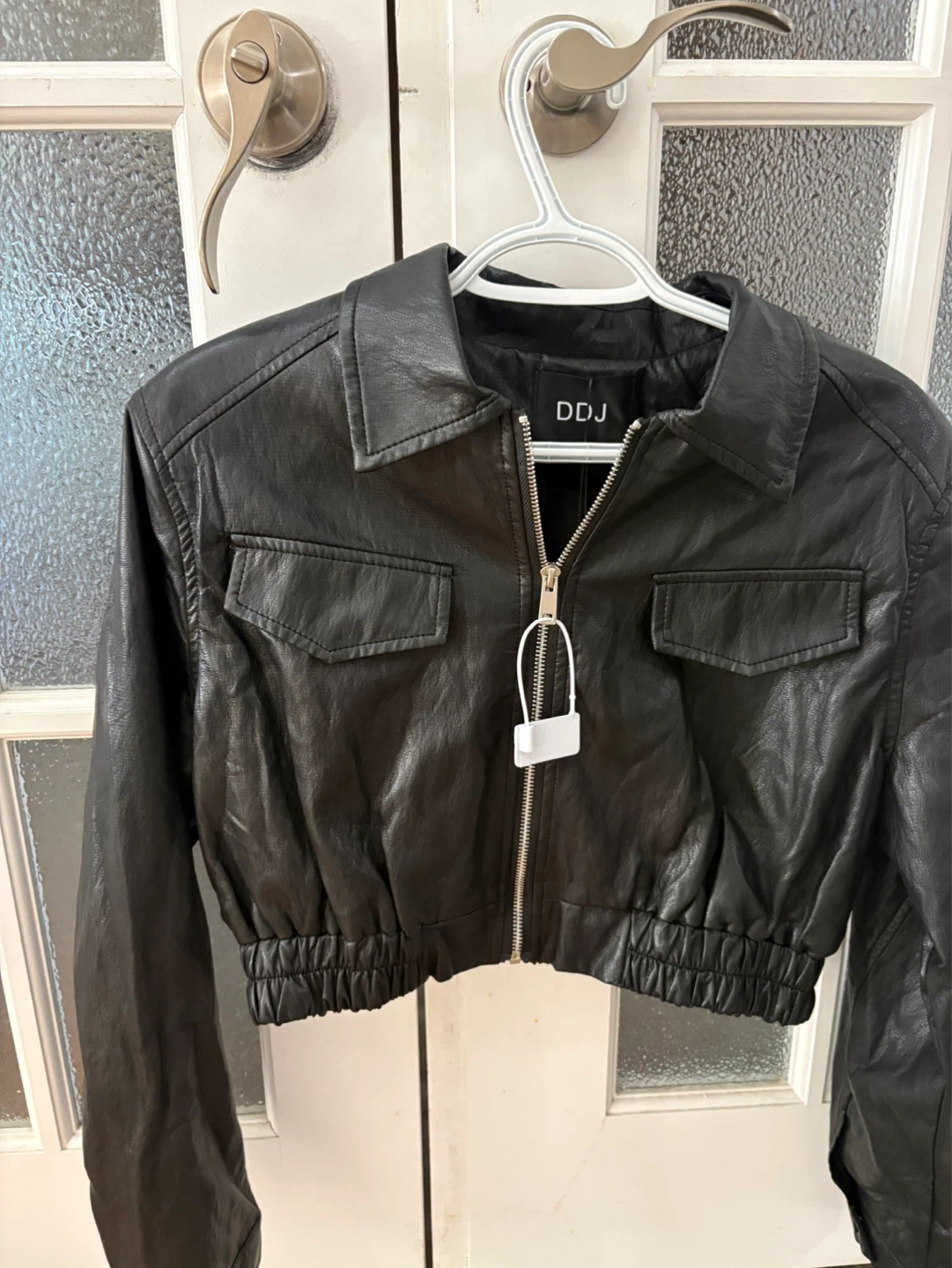 DDJ Black Faux Leather Cropped Jacket - photo 2