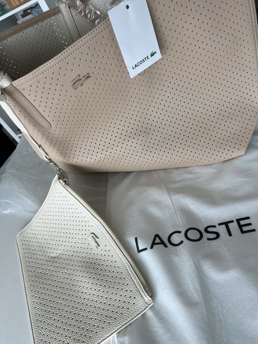 Lacoste Perforated Tote Bag with Pouch - photo 3